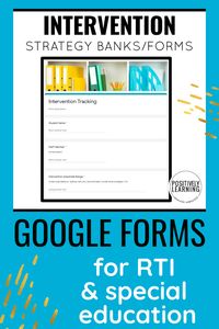 Whether it's an IEP or the RTI process, we know that tracking data about interventions we're using is crucial! Here's a set of strategy banks for multiple areas AND google form tracking to help keep everyone on the same page.