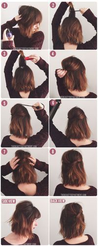 Short Hair Half Up in 8 easy steps using this tutorial via thebeautydepartment...x