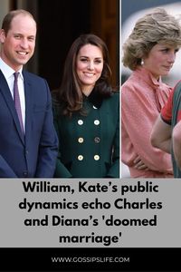 How do the public dynamics of William and Kate echo the 'doomed marriage' of Charles and Diana?