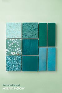 Explore the spectrum of teal, aqua, and turquoise hues with Mosaic Factory’s tile collections. Neither too green nor too blue, these tones strike a delicate balance that resonates with almost everyone. Discover a range of captivating tiles from Mosaic Factory's zellige, terrazzo, granito, and cement tiles. Each sample reflects a unique blend of colours and textures, waiting to inspire your next project. Dive into our mood board and let your creativity soar!