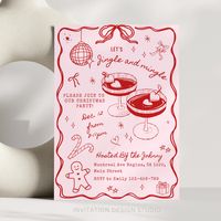 Get ready to celebrate the holiday season with a splash of fun using our Editable Jingle Mingle Holiday Party Invite! 🎉✨ This whimsical hand-drawn Christmas invitation is perfect for a jingle and mingle gathering, whether you're throwing a cozy friendsmas party, a cheerful Christmas brunch, or a lively retro holiday celebration! 🎄🌟 Featuring charming illustrations and a delightful "Merry and Bright" theme, this funny Christmas party invite captures the spirit of the season while adding a play