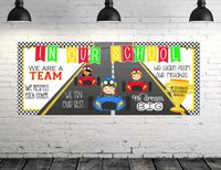 RACING theme - Classroom Decor: LARGE BANNER, In Our School - horizontal