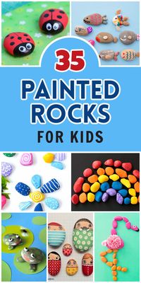 So many fun and easy painted rock ideas for kids to make this summer: play pretend painted rocks for kids, Nature, birds, bugs and animals painting rock ideas, Gift painted rocks, Learning activities with painted rocks for kids, People painted rocks for kids, Rock art. Collect stones on a nature walk and paint them with toddlers, preschoolers and kindergartners.