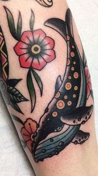 << Check out more Whale Tattoos and Ideas #girlytattoos #tattooideas #tattoodesigns #tattoos #whale #traditional