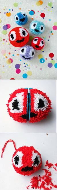 Pom pom faces | Pattern in Mollie Makes The Big Comic Relief Crafternoon 2