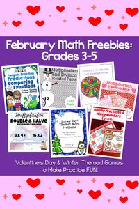 10 FREE February Math Activities for Grades 3-5 Fill Your Math Centers with FUN: 10 FREE Activities for Grades 3-5 Several experienced math educators have put together their best freebies for February in one download, just for you.  This collection of 10 FREE games and math challenges for grades 3-5 will save you time and help your kids to practice and review essential math skills.