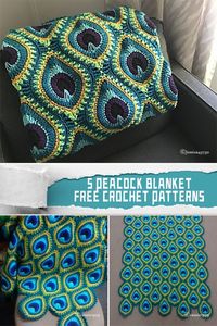 5 Pretty Peacock Blanket Crochet Patterns - FREE - iGOODideas.com