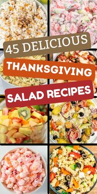 These Thanksgiving salad recipes are the best salads for Thanksgiving. We have 45 of the easiest recipes that all taste amazing! Delicious Salads are always part of our Thanksgiving table dinner recipes. Whether they are served as appetizers or side dishes, they always make meals feel complete. #eatingonadime #thanksgivingsaladrecipes #thanksgivingrecipes