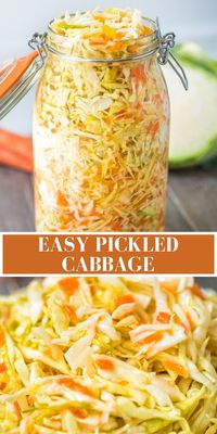 This Easy Pickled Cabbage is crunchy, tangy, sweet, and seriously addicting. It’s easy to make and ready to eat in about 12 hours. FOLLOW Cooktoria for more deliciousness! If you try my recipes - share photos with me, I ALWAYS check!