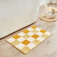 Amazon.com: CozeCube Checkered Bath mats for Bathroom Non Slip, Fluffy Absorbent Microfiber Bath mat Washable, Aesthetic Bathroom Rugs, Cute Bath mat for Shower Sink, Harvest Gold, 24" x 16" : Home & Kitchen