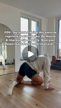 Anthony Green | Mobility on Instagram: "LOWER BACK PAIN 

Experiencing pain and stiffness in your lower back? Try this stretch to improve hip mobility and target your QL muscle (a muscle in your lower back); this could help release tension.

Hold this stretch for one minute on each side and let me know how you feel."