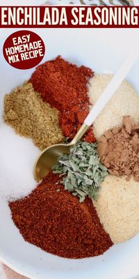 Make delicious enchiladas at home every time with this easy homemade Enchilada Seasoning mix recipe! Combine the Mexican spice blend with tomato sauce to make a delicious red enchilada sauce. Add the seasoning to soups, pasta dishes and more, for that signature enchilada flavor!