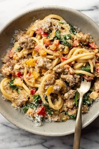 Make sausage and peppers even more special with this creamy pasta recipe! It's quick and easy to make and tastes like it's from a restaurant.