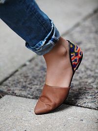 Rajah Flat | Leather pointy toe flats with embellished heels and cool exposed sides. *By Free People