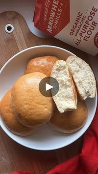 14K views · 1.5K reactions | Crafting the perfect homemade hamburger buns – a touch of warmth in every bite. 

Save for simple hamburger buns recipes 🍔

* 3 ½ to 4 cups Arrowhead Mills All Purpose Flour
* ½ cup warm water 
* 2 Tbsp sugar 
* 1 Tbsp active dry yeast
* 4 Tbsp melted cooled butter
* 1 ¼ cups room temperature while milk
* 1 egg
* 1 tsp salt

1. Combine water, sugar, and yeast in a bowl; let it sit for 5-10 minutes.
2. Mix in melted butter, milk, and egg.
3. Add 3 cups of flour and sea salt; mix well.
4. Gradually add flour (¼ cup at a time) and knead until a smooth, slightly tacky dough forms.
5. Form the dough into a ball, place it in a lightly oiled bowl, and let it rise covered for 1 hour.
6. After doubling, punch down the dough, weigh it, divide by 12, and shape into flat,