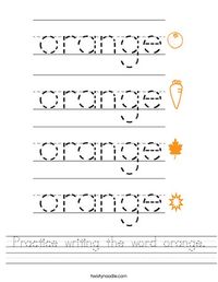 Practice writing the word orange Worksheet - Twisty Noodle