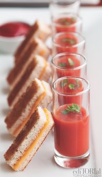 9 Spring Shower Appetizers: Mini Grilled Cheese Sandies with a Shot of Tomato Soup!