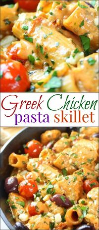 Greek Chicken Pasta Skillet – Oh Sweet Basil