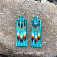 Feather Earrings, Beadwork Feather, Native Earrings, Native Feather, Long Feather Earring, 3 Inch, Native American, Native Beadwork Handmade - Etsy