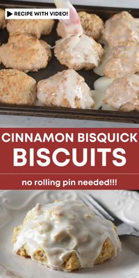 How to make cinnamon Bisquick biscuits with a powdered sugar glaze. This is an easy breakfast recipe you can make in a jiffy, with or without raisins. Make the perfect sweet treats for holiday brunch and family gatherings. No rolling pin needed!