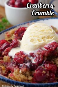 Cranberry Crumble is an easy and delicious cranberry dessert recipe that is sweet, tart, and full of delicious flavor, topped with a crunchy topping, and baked to perfection.