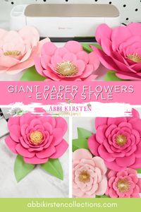 Making paper flowers is so fun and there are so many wonderful tutorials out there! I want to share the simplest method I’ve found for easily learning How to Make Large Paper Flowers | Abbi Kirsten Collections #papercrafts #cricut #svg