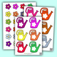 Flower and Watering Can Printable Color Matching Activity