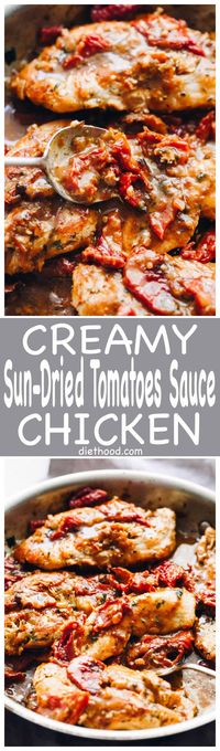 Creamy Sun-Dried Tomato Sauce Chicken: Quick, easy and delicious pan-seared chicken with an amazingly flavorful sun dried tomatoes sauce! It's a 30-minute, one pan meal that you can't resist!