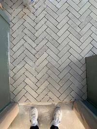 Brick Herringbone Floor Installation