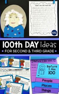 These 100th day activities for kids will give second and third grade teachers ideas for math, ELA, and writing on the 100th day of school. Perfect for 2nd and 3rd graders, the writing and self-portraits make a great January or February bulletin board.