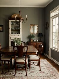 Vintage-inspired dining room ideas with retro furniture, nostalgic decor, and a charming antique rug. #BathroomIdeas #BathroomDesign