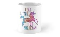 I Eat Glitter For Breakfast Unicorn tea Coffee Mug in Cool ceramic display design cup illustration unique gift pattern creative animal painted funny cute coffee cups drawing life happy designs print chocolate coco unique