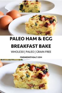 This paleo ham and egg breakfast bake makes busy mornings a breeze! #finishedwithsalt #breakfast #mealprep #makeahead #whole30 #easy #eatallweek #paleo #veggieloaded | finishedwithsalt.com