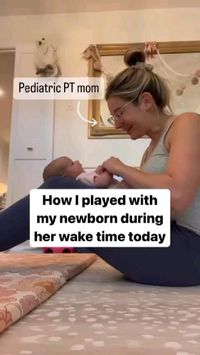 Source: @theptparent 👋 Hi! I’m Leah, a pediatric physical therapist and mom of 2. Follow @theptparent for more play ideas, tips and tricks and info on baby and toddler development 👶 This is an example of things you can do with your newborn during their wake time! Willow (3 weeks) is awake for about 45-60 minutes during the day right now and about 20-30 of those minutes are spent feeding and changing her. But we can still get a lot of activities done in even just 10-15 minutes 💕 all of these