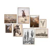 PRICES MAY VARY. 🏜️Vintage Western Wall Art:2 southwestern art prints in 5x7inch/4 southwestern art prints in 8x10inch/2 southwestern art prints in 11x14inch-total 8 pieces in different size,Please measure your wall carefully before purchase to make sure you pick the right size.The western wall decor is ideal as Housewarming gifts or for southwest room/rustic country room/western cowboy room decor. 🏜️Southwest Wall Decor for Home: With a neutral tone, mountain pattern, this vintage wall decor