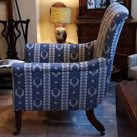 How fabulous to see this beautiful chair finally finished : #Repost @atthesignofthepelican      Just arrived! Ferguson chair no. 001. Handmade in Edinburgh and upholstered in Inchyra's' elegant Marine Blue Couronne aged linen by the brilliant Robin and Richard at #justchairs. Perfect for spending Sunday morning in. #fergusonchair #scottishfurniture #scottishchair #inchyradesigns #couronneagedlinen #takingorderssoon