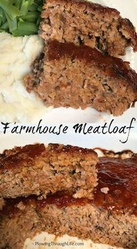 Are you craving a moist and delicious meatloaf?  Here is the recipe my mom has spent years perfecting - Farmhouse Meatloaf.  This is a wonderful meatloaf recipe everyone will enjoy! #meatloaf #meatloafrecipe #groundbeef #groundbeefrecipes