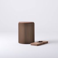 Brown Concertina Paper Stool: Durable, Eco-Friendly Seating by Paper Lounge - Stylish, Compact and Sustainable.