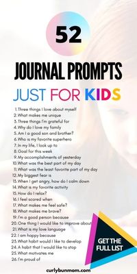 52 Journal Prompts for Kids to work through their feelings and learn to express tough emotions. #journalforkids #journalprompts #kidjournal