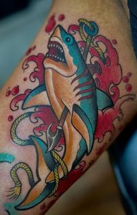 << Check out more Shark Tattoos, Ideas and Meanings #girlytattoos #tattooideas #tattoodesigns #tattoos #shark