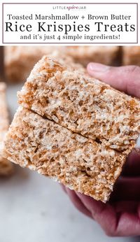 The BEST Rice Krispies Treats - made with toasted marshmallows, toasted rice cereal, and brown butter! It's the same 4 ingredients but these taste 1000x better! #ricekrispiestreats #ricecerealbars #ricekrispies #marshmallowbars #cerealbars #desserts | Littlespicejar.com