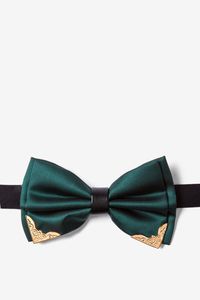 Metal-Tipped Hunter Green Pre-Tied Bow Tie by Ties.com