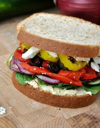 Skinny Mediterranean Roasted Vegetable Sandwich.