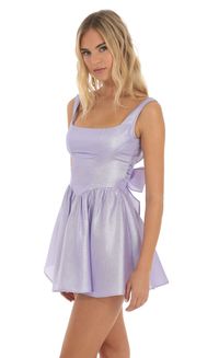 Indiana Metallic Mini Dress in Purple | LUCY IN THE SKY