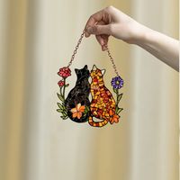 Personalized Suncatcher cat, Acrylic Suncatcher, Poppy Flowers Wall Window Hanging Art Decoration, Cat home decor, Gift for mom, cat lovers **NOTE**  1- This is made of acrylic NOT glass. 2- UV printed on Acrylic, 2 sides, NO paint in glass. 3- Come with a hanging chain A colorful suncatcher will be a meaningful gift for anyone to create lasting and loving memories in special days like birthday, Mother's Day, Father's Day, Thanksgiving, Valentine's Day, Christmas,... This suncatcher is also help