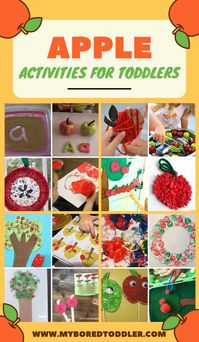 easy apple themed crafts and activities for toddlers - perfect for 1 year olds, 2 year olds and 3 year olds. #myboredtoddler #fall #toddlercraft #apples #applecraft #appleactivity