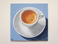 Coffee / Espresso/ Italian Coffee / Cup Painting Original acrylic painting. No.750- Espresso It's painted on March 2022. Acrylic on 15x15x0,3 cm - 6x6x0,12 inches canvas board. Frame size: 19x19x2 cm ~ 7,5x7,5x0,8 inches Frame material: Ayous wood Express shipping is a service of DHL and estimated delivery times are 3-7 days. It's an original painting, not a print nor a reproduction. Worldwide shipping. It will be shipped safely, wrapped with bubble wrap and cardboards. Thank you!