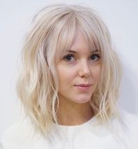 Long Blonde Bob Hairstyle with Bangs