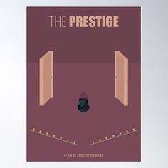 the prestige movie poster with an open door and a black vase in front of it