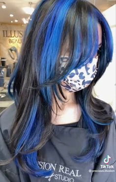 Blue Chunky Highlights, Blue Hair Streaks, Dyed Hair Blue, Chunky Highlights